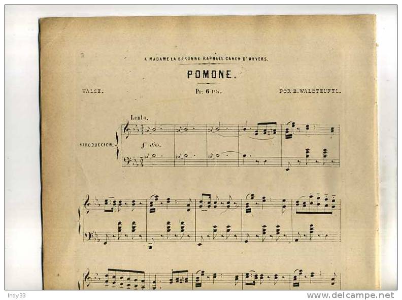 - POMONE . VALSE POR E. WALDTEUFEL - Strumenti A Tastiera