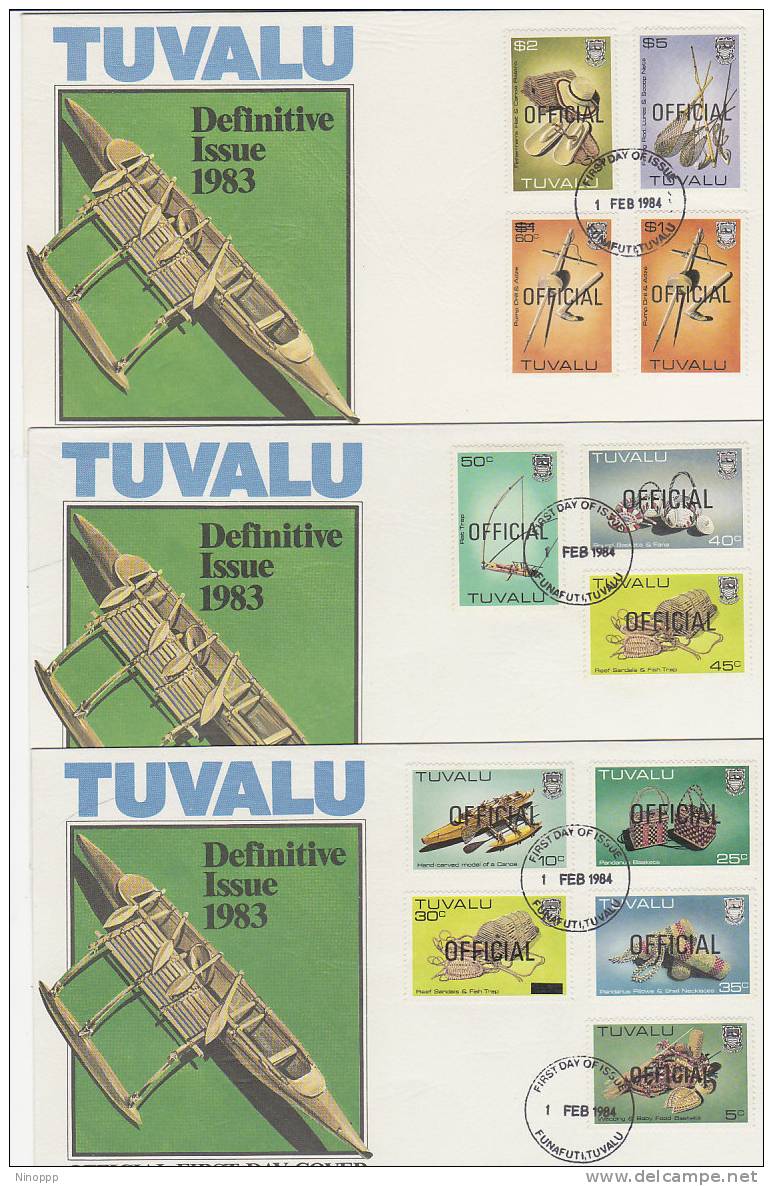 Tuvalu-1984 Officials  3 FDCs - Tuvalu (fr. Elliceinseln)