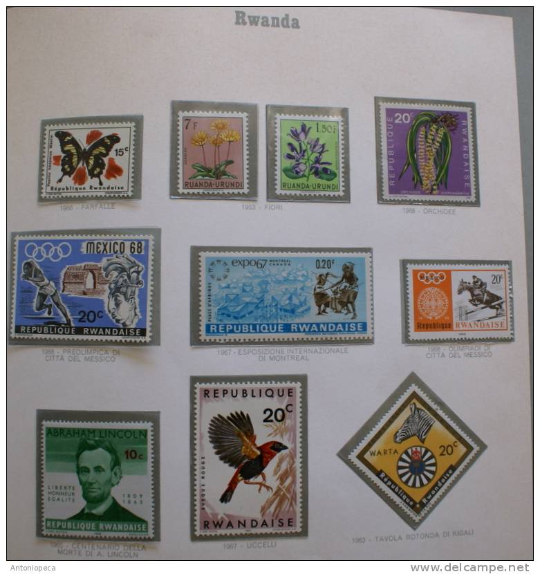 RWANDA - INTERESTING LOT IN ALBUM SHEET WITH TRANSPARENT PLASTIC POCKETS NOT USED - Collections