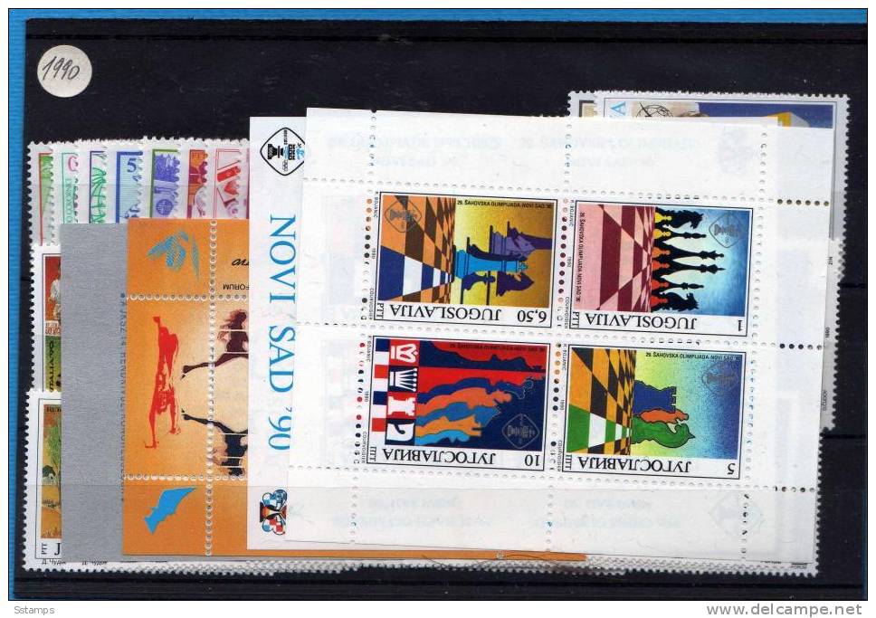 1990  JUGOSLAVIA Full Year STAMPS PLUS SOUVENIRSHEETS BASE MICHEL NEVER HINGED - Full Years