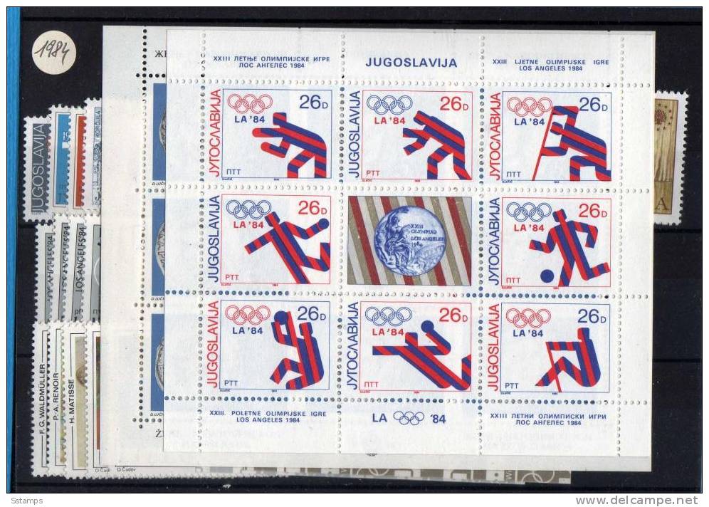 1984  JUGOSLAVIA JUGOSLAVIJA  Full Year STAMPS PLUS SOUVENIRSHEETS BASE MICHEL NEVER HINGED - Komplette Jahrgänge