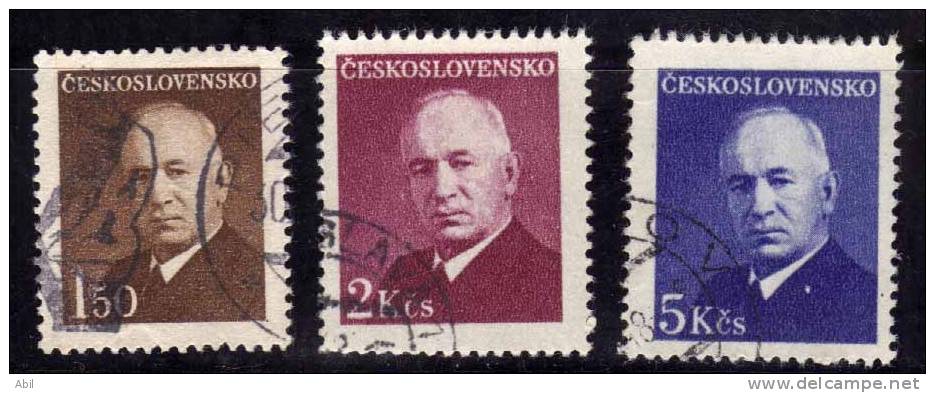 Tchécoslovaquie 1947 N°Y.T. : 457 à 459 Obl. - Oblitérés