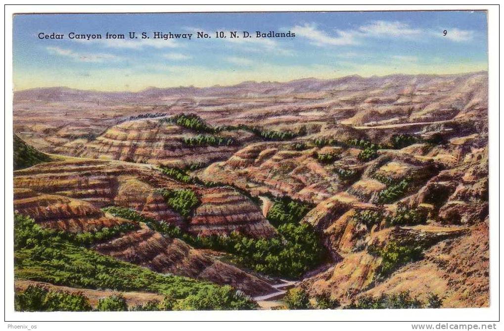 UNITED STATES - Badlands - Cedar Canyon From U.S., Highway No.10, Year 1959 - Rocky Mountains