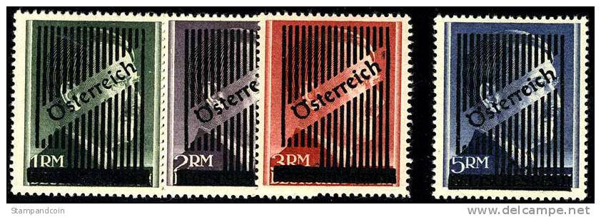 Austria Michel V A-d Mint Hinged Overprints From 1945, Perf 14 - Neufs