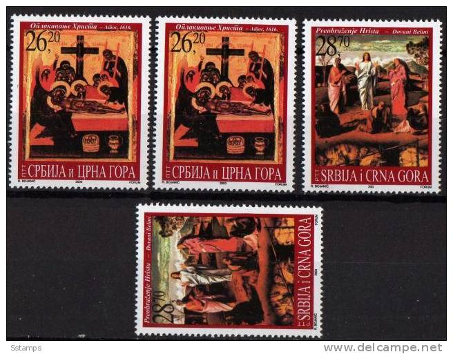 2003   3109-12 JUGOSLAVIA  SERBIA   MONTENEGRO 2003 RELIGION ARTE OSTERN NEVER HINGED - Neufs