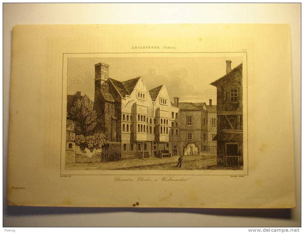 CHAMBRE ETOILEE A WESTMINSTER - ANGLETERRE TUDORS - GRAVURE De 1842  ENGLAND Print By GAUCHEREL & LEMAITRE - Andere & Zonder Classificatie