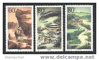 China 2001-8 Mount Wudang Stamps Mountain Rock Geology Temple Climate - Climat & Météorologie