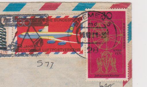 Germany To India Air Mail Cover 1971, Astronomy, Airplane, Music Notes, Automobiles, Car, Safety Signboard - Unfälle Und Verkehrssicherheit