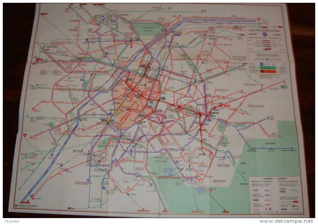 S.T.I.B.-N.M.V.B.Carte Réseaux Des Transports En Commun Dans La Région Bruxelloise 1976 - Ferrovie & Tranvie