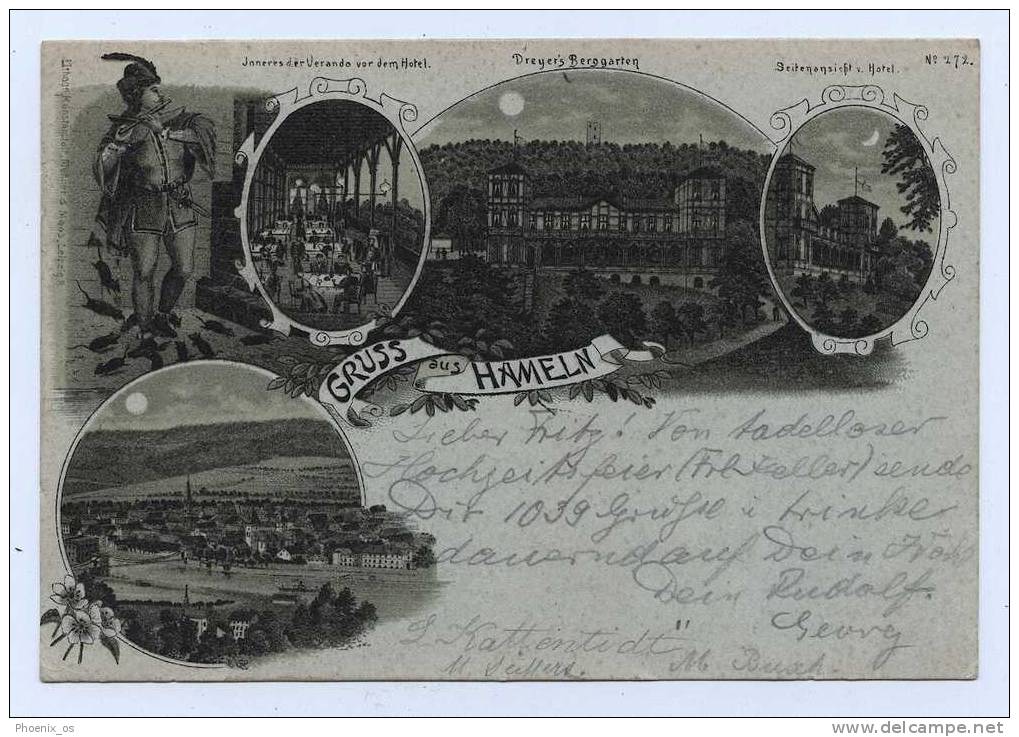 GERMANY - HAMELN, Gruss, Litho, Hotel, 1899 - Hameln (Pyrmont)