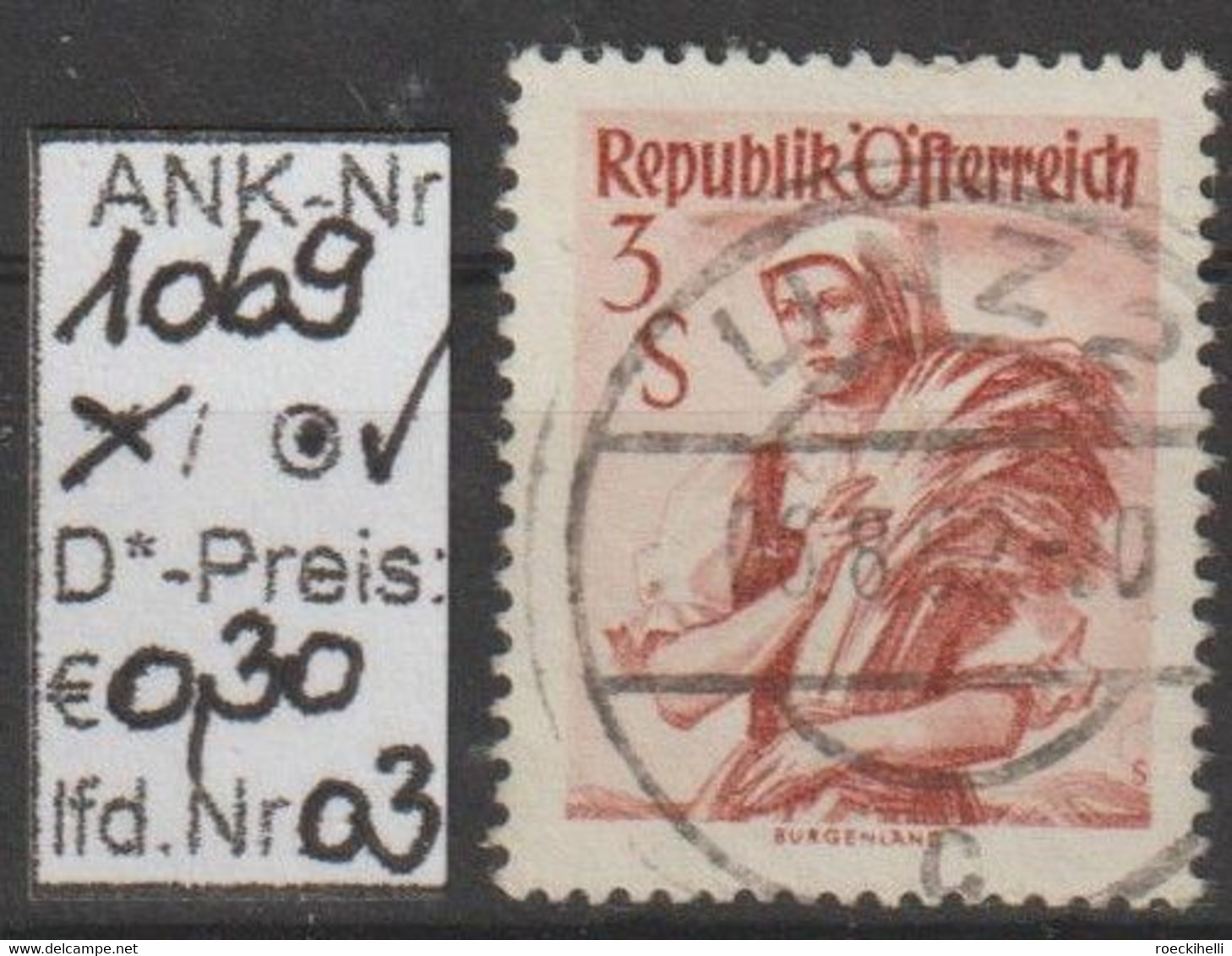 1958 - ÖSTERREICH - FM/DM "Volkstrachten"  S 3,00 Hellbraunrot -  O Gestempelt - S. Scans (1069o 03   At) - Used Stamps