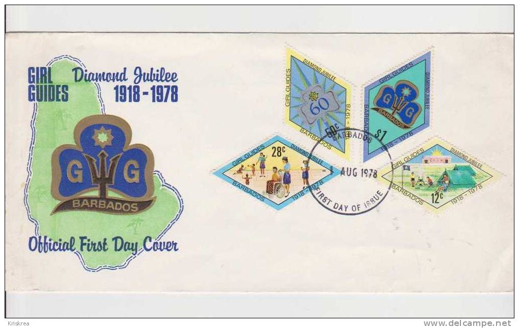 SOBRES 1° DIA  GIRL GUIDES DIAMOND JUBILEE 1918-1978 - Barbados (1966-...)