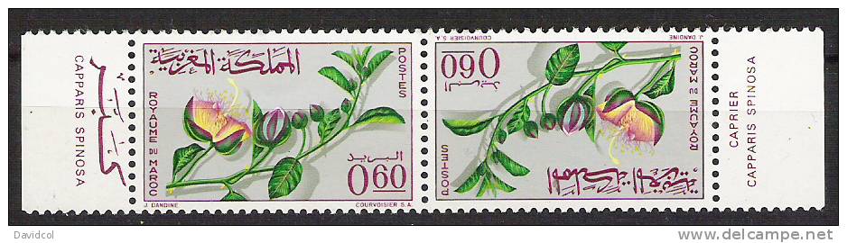 R157.-.MAROC / MARRUECOS -1965 .-. SCOTT # : 117 - MNH - TETE-BECHE .-. FLOWERS / FLORES .-. CAPPANS SPINOIA - Altri & Non Classificati