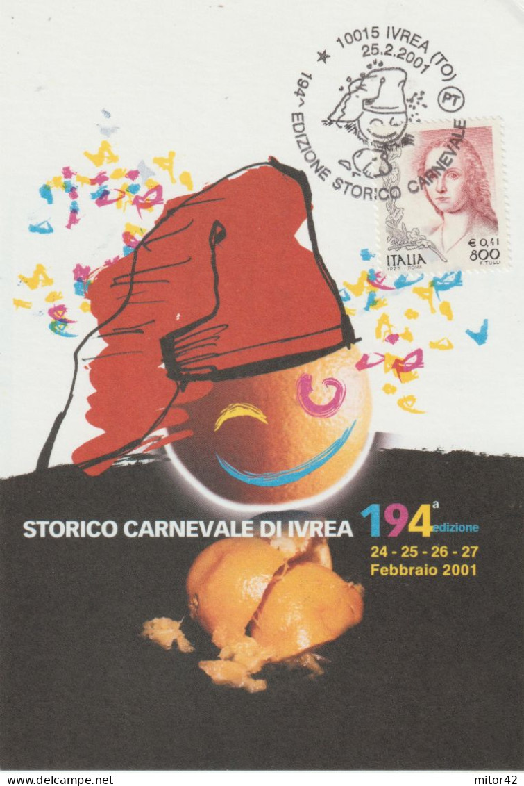 339-Carnevale Di IVREA (TO)-Carneval-Karneval- 2001-Bollo A Targhetta Figurato - Karneval - Fasching