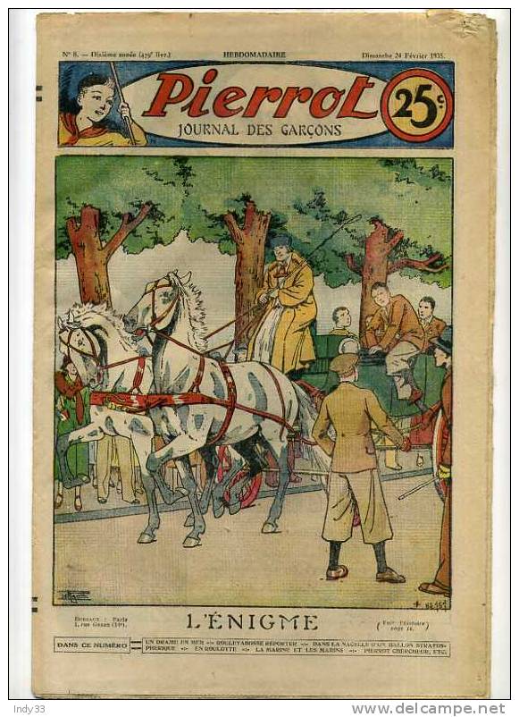 - PIERROT N°8 . 24 FEVRIER 1935 . - Pierrot