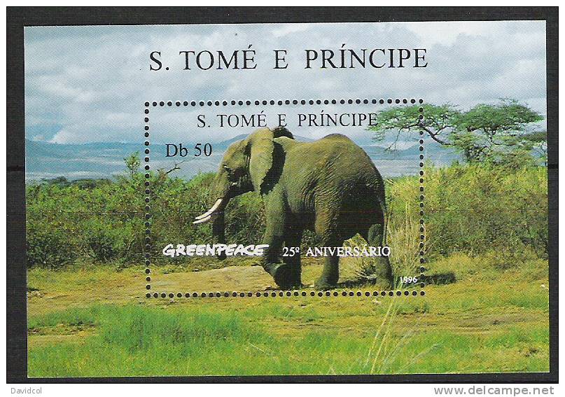 R160.-.SAINT. TOME .-.1996 .-.SCOTT # : 1241.-. MNH .-. ELEPHANTS / ELEFANTES. - Elefanten