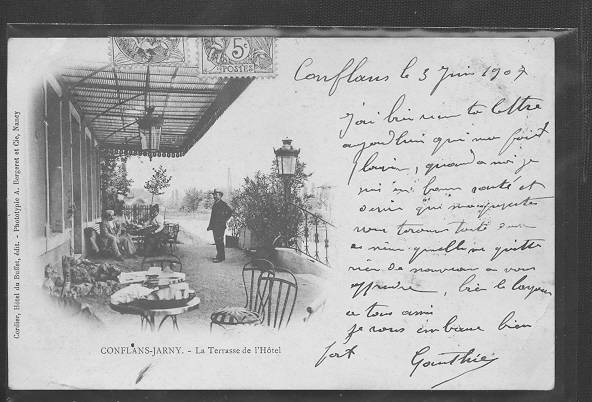 54 // CONFLANS JARNY, La Terrasse De L'hotel, Cordier édit, ANIMEE ** - Autres & Non Classés