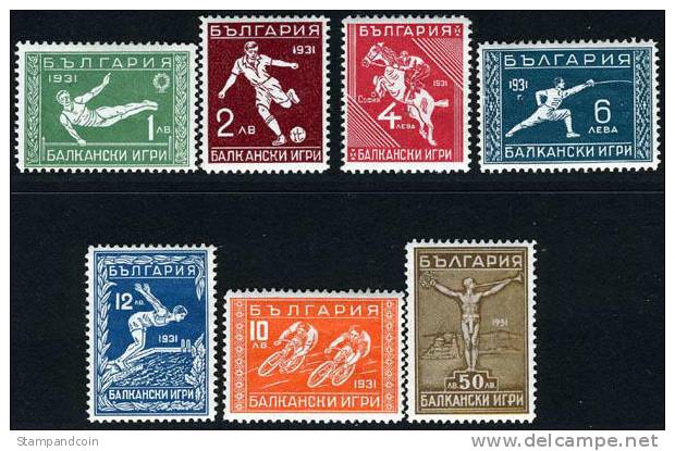 Bulgaria #237-43 Mint Hinged Balkan Games Set From 1931 - Neufs