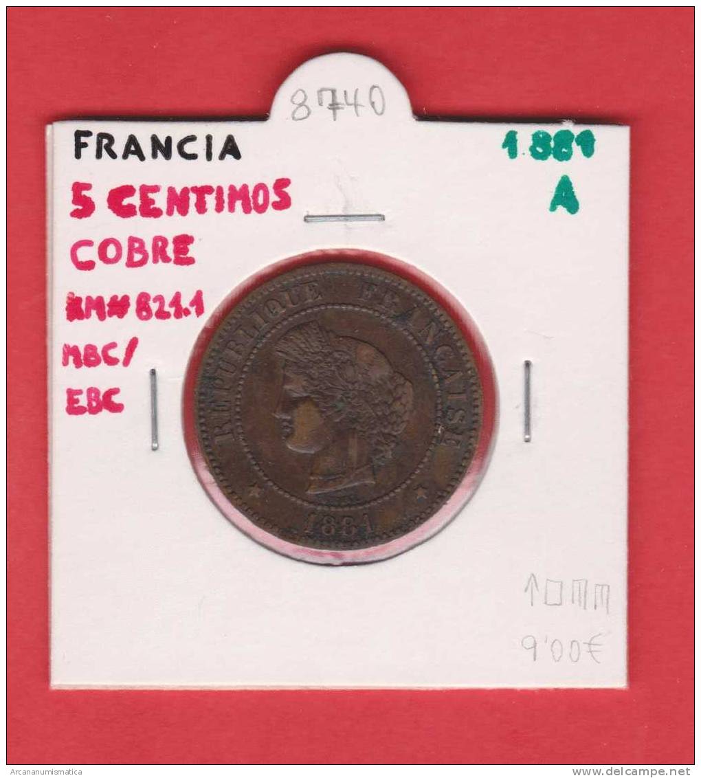 FRANCIA  5  CENTIMOS  1.889  A  COBRE   KM#821.1   MBC/EBC  VF/XF    DL-8740 - Autres & Non Classés