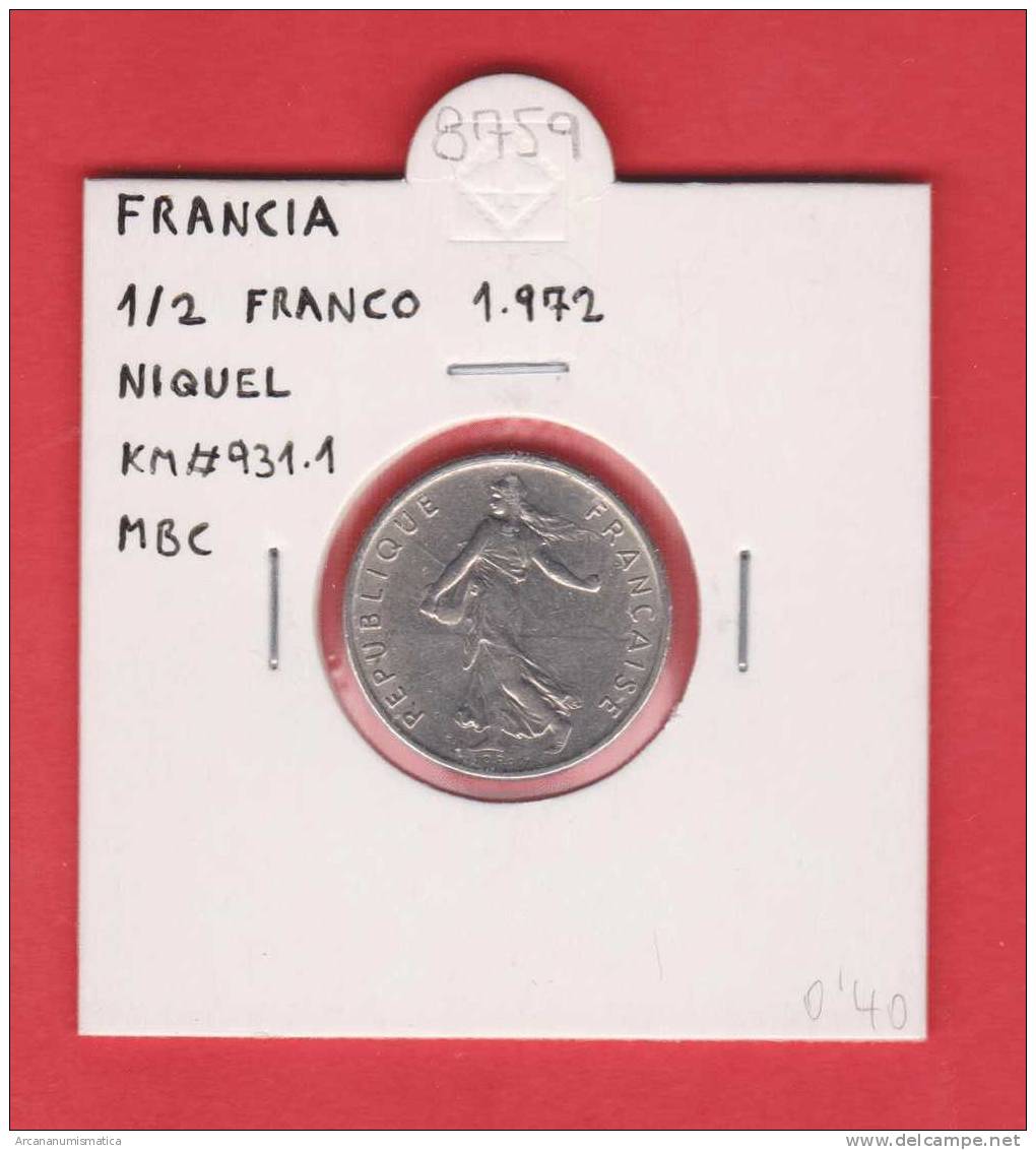 FRANCIA  1/2  FRANCO   1.972  Niquel  KM#931.1   MBC/VF    DL-8759 - Otros & Sin Clasificación