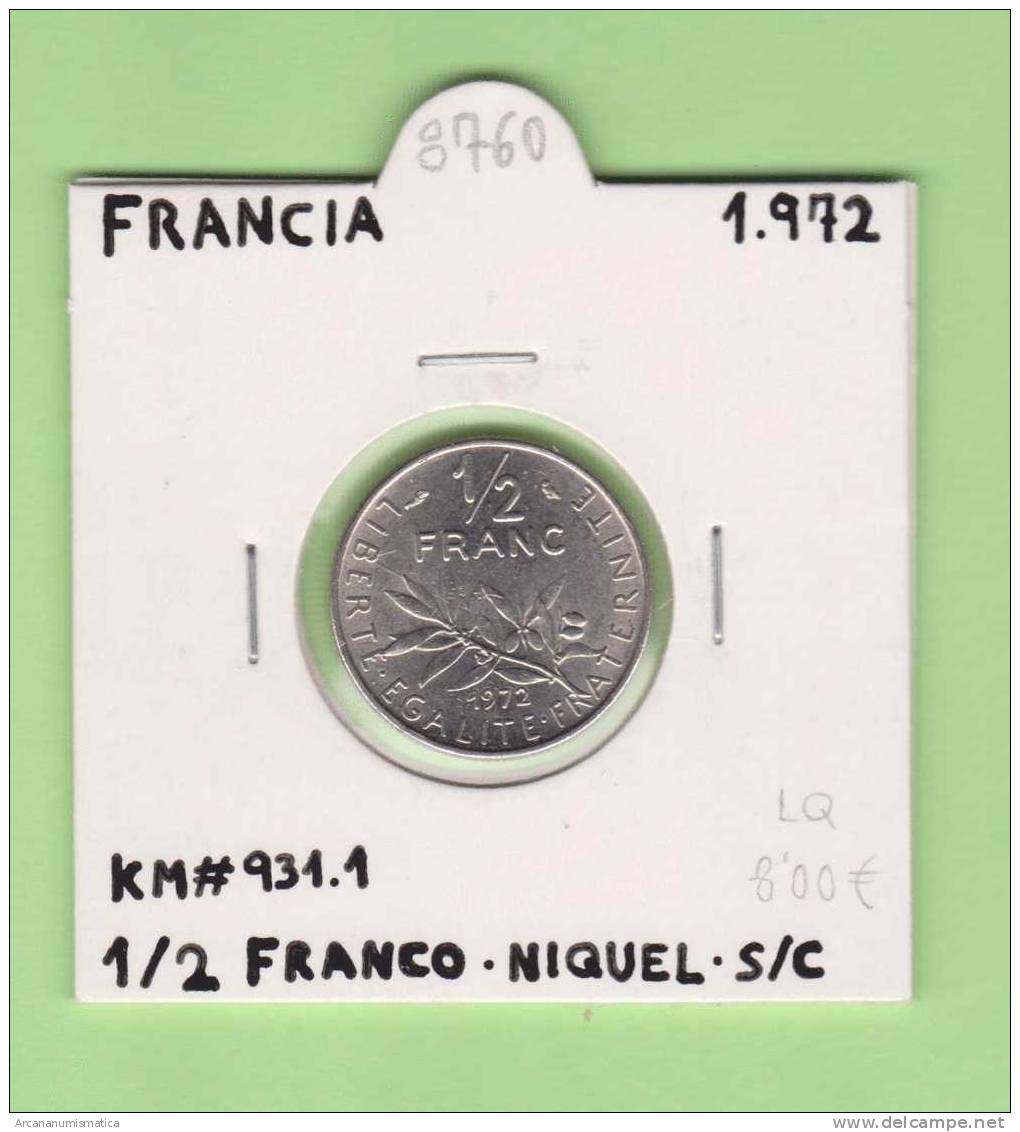 FRANCIA  1/2  FRANCO   1.972  Niquel  KM#931.1   SC/UNC    DL-8760 - Otros & Sin Clasificación