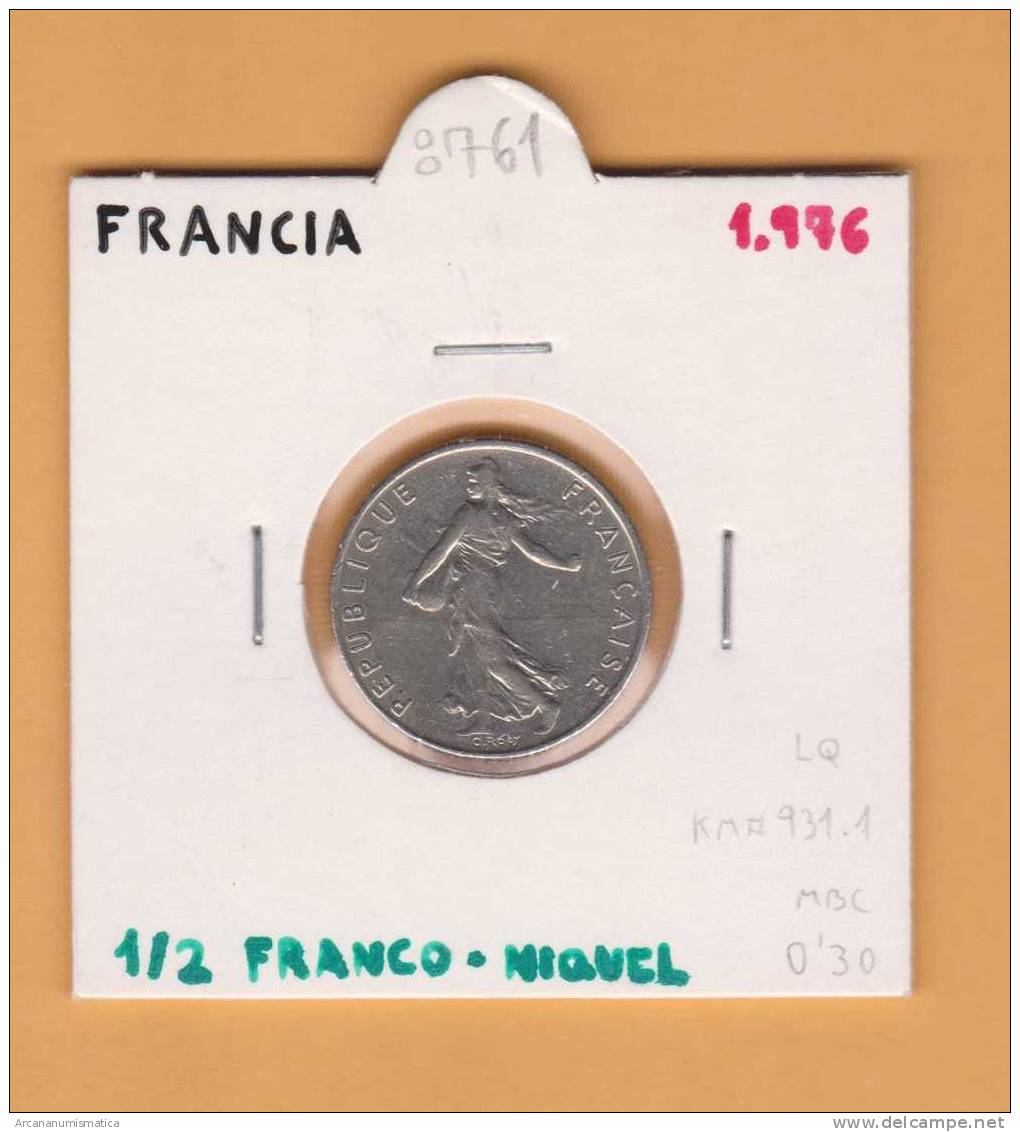 FRANCIA  1/2  FRANCO   1.976  Niquel  KM#931.1   MBC/VF    DL-8761 - Otros & Sin Clasificación