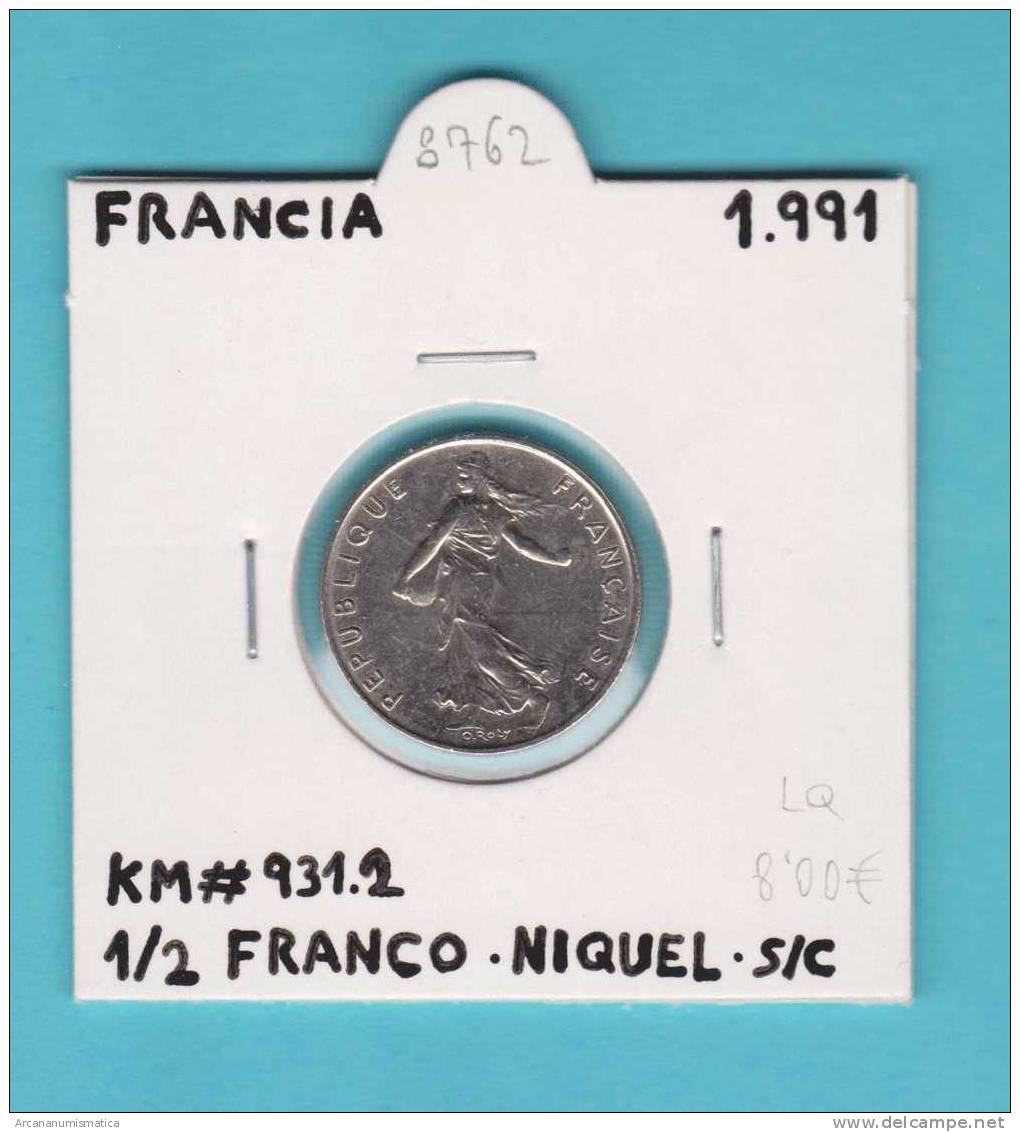 FRANCIA  1/2  FRANCO   1.991  Niquel  KM#931.2   SC/UNC    DL-8762 - Otros & Sin Clasificación