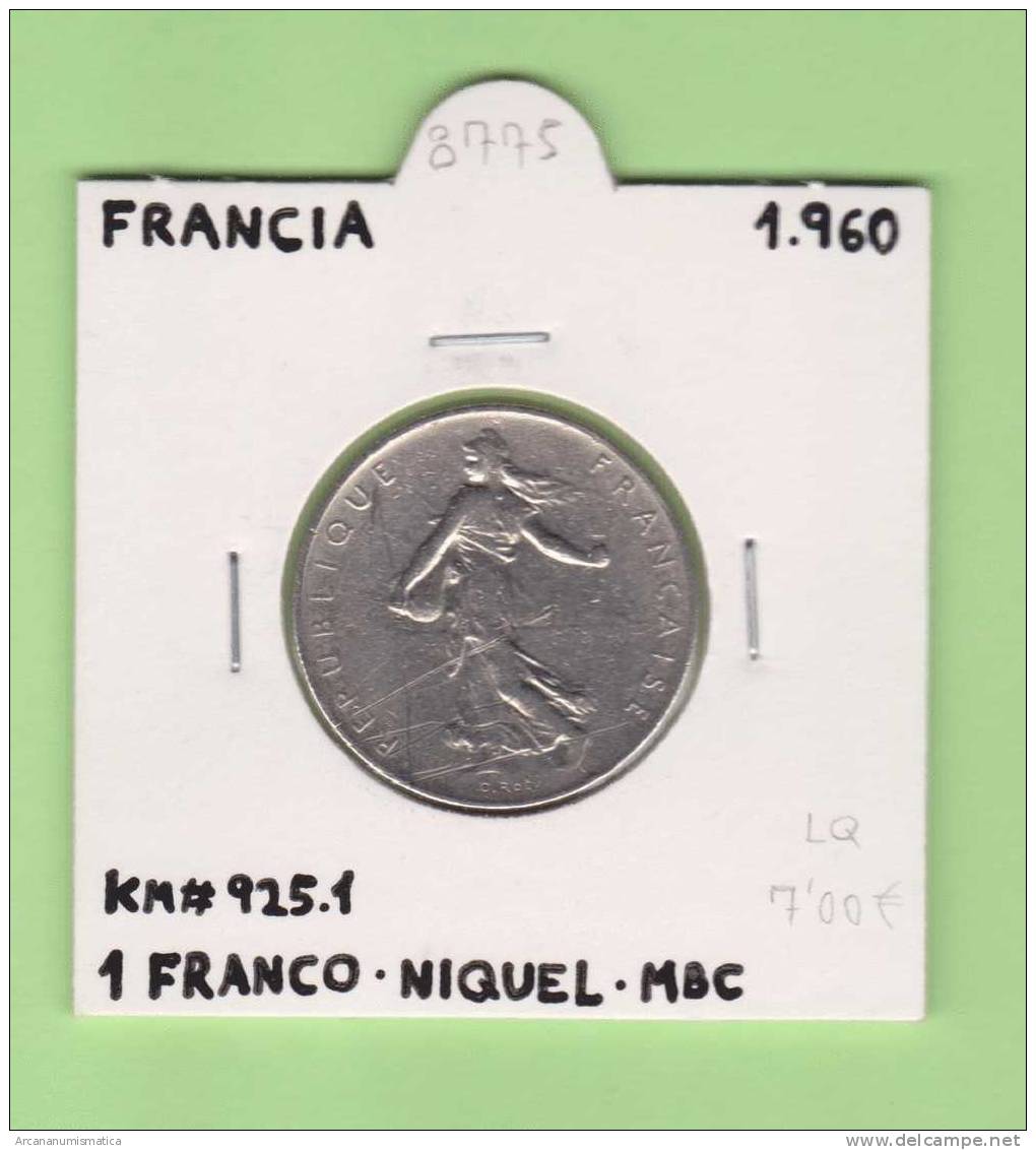 FRANCIA  1  FRANCO   1.960  NIQUEL  KM#925.1   MBC/VF   DL-8775 - Otros & Sin Clasificación