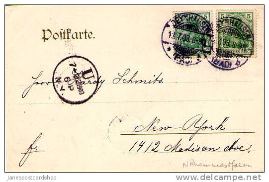 BAD OEYNHAUSEN 1903 To NEW YORK - Molkerei (Milchtrinkhalle) - Nordrhein-Westfalen - Deutschland. - Bad Oeynhausen