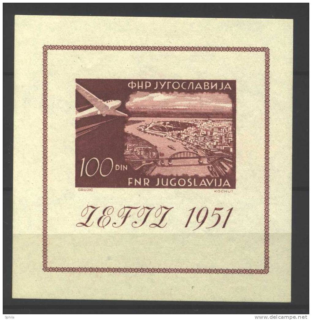 Jugoslawien - Yugoslavia 1951 ZEFIZ Souvenir Sheet MNH, Minute Natural Paper Flaw - Blocks & Kleinbögen