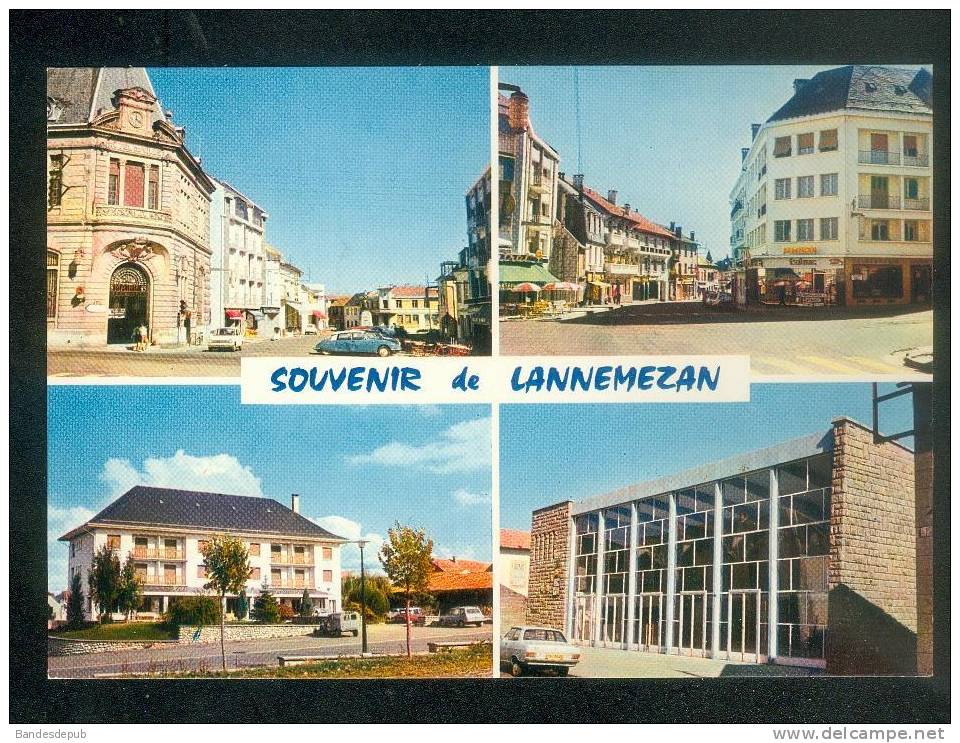 CPSM - Souvenir De LANNEMEZAN (65) - Multivues ( Place Thiers Salle Des Fêtes ... Automobile Citroën DS 2CV CASTAGNEDE - Lannemezan