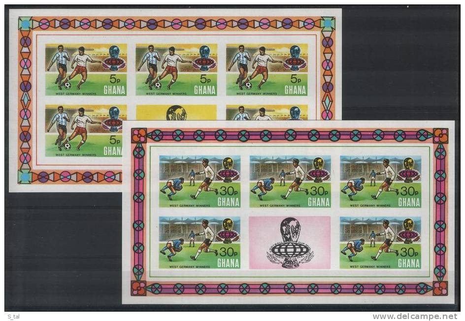 GHANA  World Cup-74(soccer) Set 4 Sheetlets Overpr. Imperf  MNH - Other & Unclassified