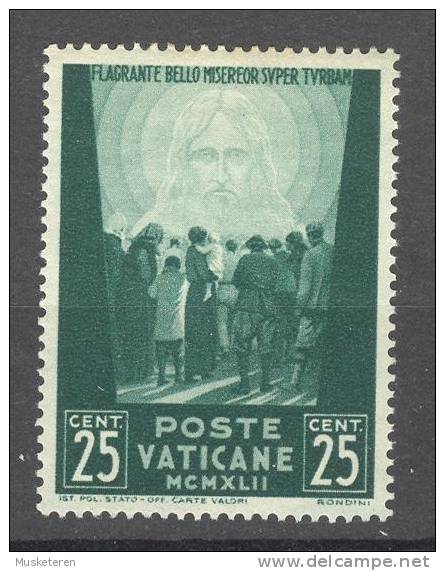 Vatican 1942 Mi. 89    25 C Hilfswerk Opfer Des Krieges MCMXLII Christuskopf MH* - Unused Stamps