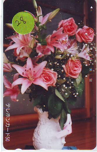 TELECARTE JAPON FLEUR ROSE (28)  PHONECARD JAPAN FLOWER * BLUME * BLOEM * ROOS - Fleurs