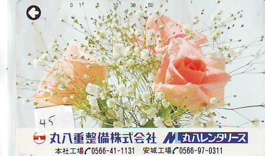 TELECARTE JAPON FLEUR ROSE (45)  PHONECARD JAPAN FLOWER * BLUME * BLOEM * ROOS - Bloemen