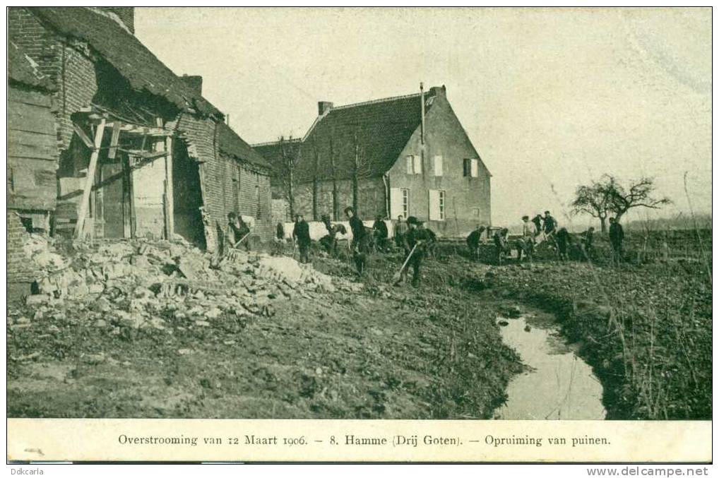 Hamme (Drij Goten) - Overstrooming Van 12 Maart 1906 - Opruimen Van Puinen - Hamme