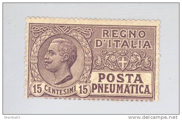 1921 Posta Pneumatica Regno Vittorio Emanuele III - C. 15 Viola NUOVO Con Minima Abrasione Sul Retro (rif.Max) - Pneumatic Mail