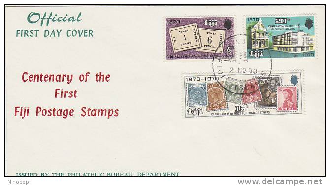 Fiji-1970 Stamp Centenary Official FDC - Fidji (1970-...)