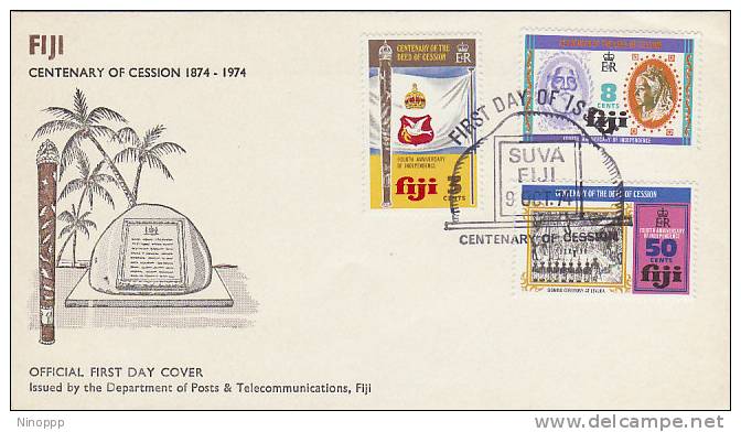 Fiji-1974 Centenary Of Cession Official FDC - Fiji (1970-...)