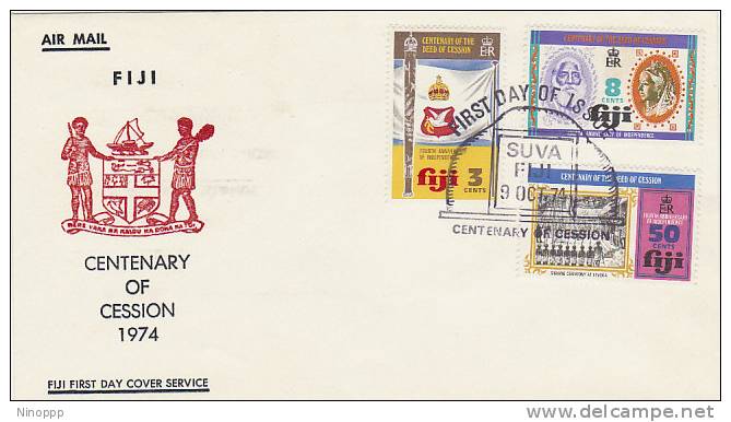 Fiji-1974 Centenary Of Cession, Fiji FDC Service - Fiji (1970-...)