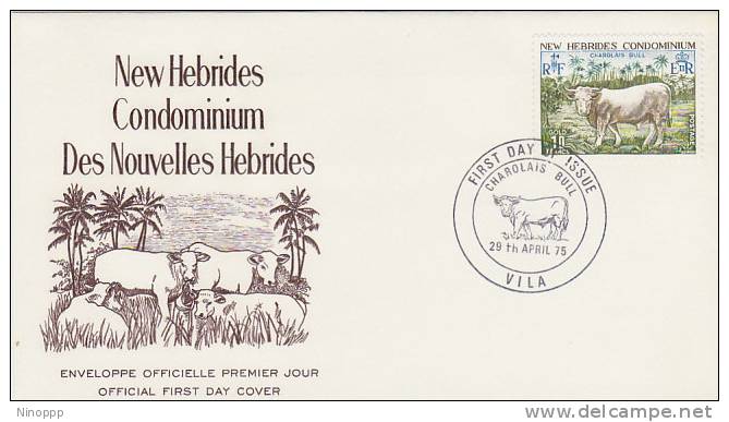 New Hebrides-1975 Charolais Bull  FDC - Autres & Non Classés