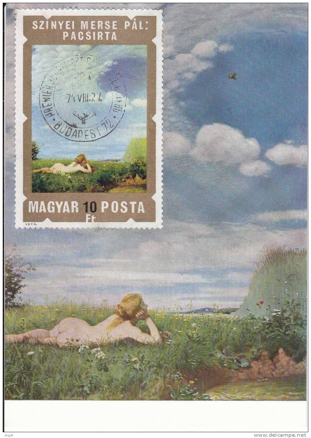 Carte-Maximum HONGRIE N°Yvert Bloc 114 (Tableau De Szinyei Merse) Obl  1974 - Maximum Cards & Covers