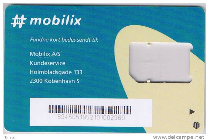 Denmark, GSM Frame Without Chip, Mobilix, 2 Scans. - Dinamarca