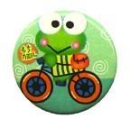 Button, Badge 25: Kikker, Frog, Frosch, Grenouille: Keroppi. Fiets, Bicycle, Fahrrad, Bicyclette - Animali