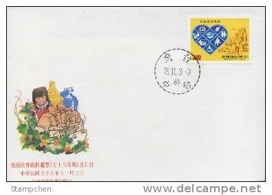 FDC 1989 Social Welfare Stamp Computer Wheelchair Plane Taxi Baby Education Chess - Handicaps