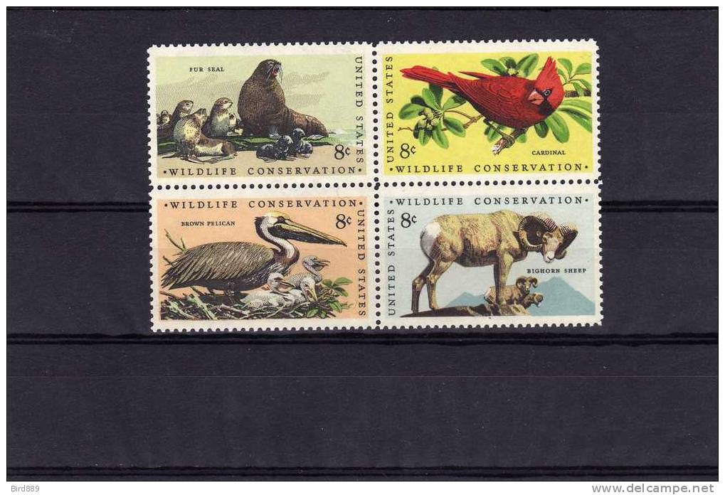 1972 USA Wildlife Conservation Bird And Animals Block Of 4 MNH - Blocs-feuillets
