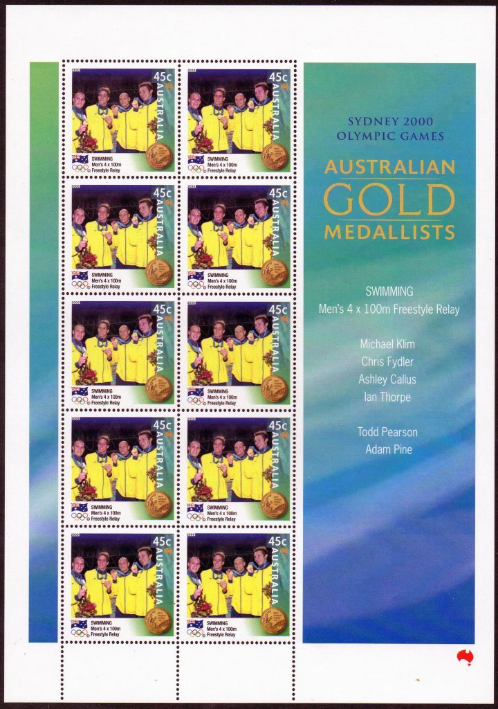 Australia 2000 Sydney Olympic Games  Swimming 4 X 100m Freestyle Sheet MNH - Mint Stamps