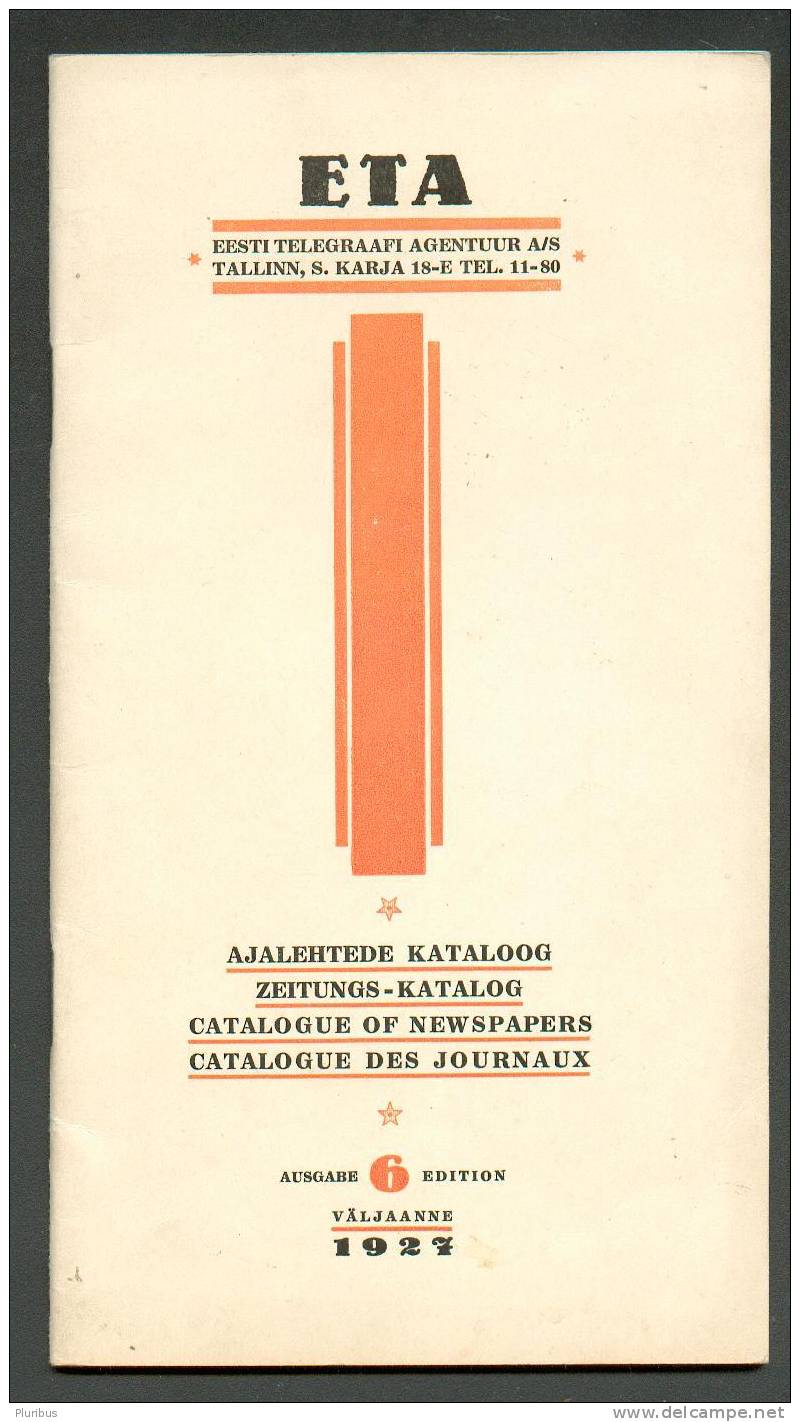 1927 ESTONIA CATALOGUE OF NEWSPAPERS AND MAGAZINES - Sin Clasificación