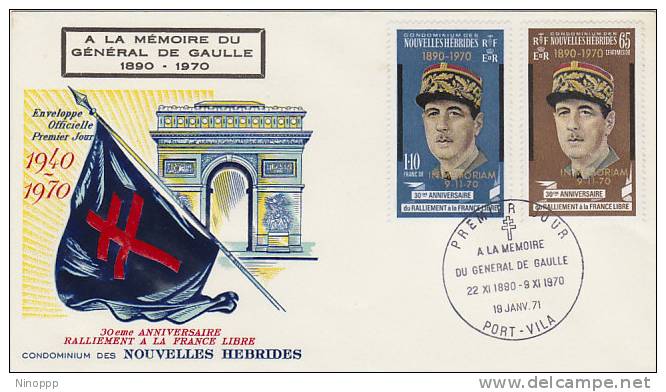 Nouvelle Hebrides -1970 30th Anniversary Of Liberation FDC - Other & Unclassified