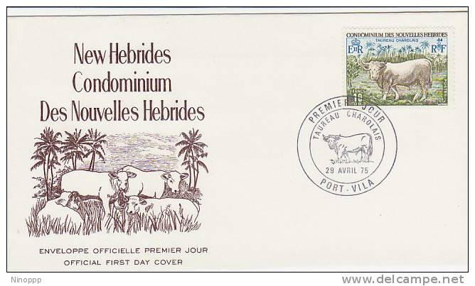 Nouvelle Hebrides -1975 Charolais Bull  FDC - Other & Unclassified